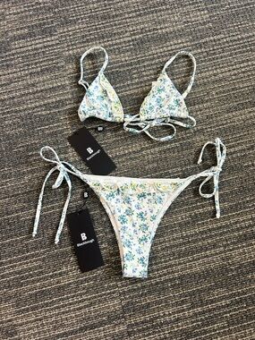 Blackbough White Floral Tie-Side Bikini